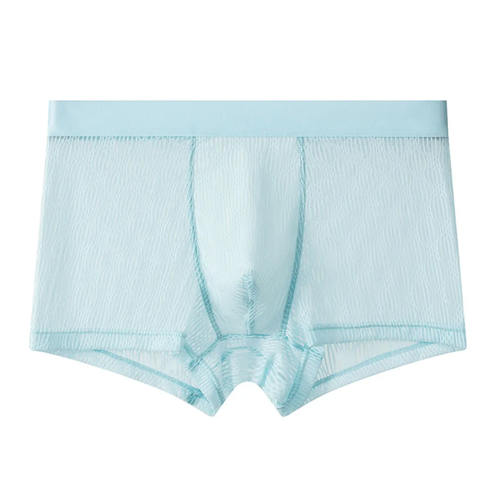 Mens Sexy Mesh Middle Waist Underwear For Hot Man Boxer Elastic Briefs Ultra-Thin Solid Underpants Gay Sissy Bulge Pouch Panties