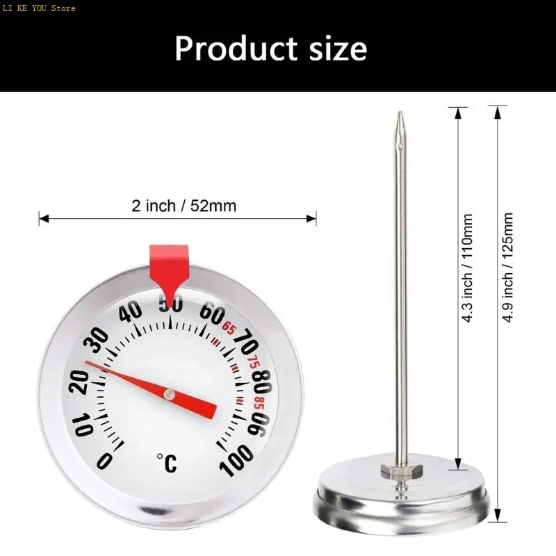 W3JE Stainless Steel Cooking Thermometers Probe Oven Safe Multipurpose for Grilling BBQ Cooking Bread Cake Baking Candy Steak