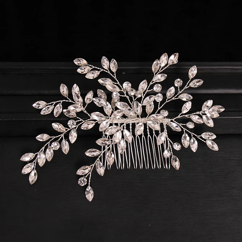 New Handmade Silver Color Rose Gold Tiara Hair Combs Crystal Rhinestone Combs Bridal Hair Accessories Wedding Women Hairbands image 5