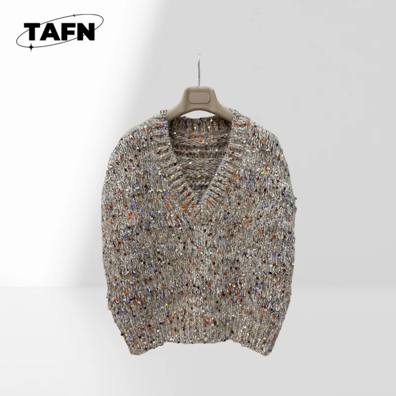 

25 осенне-зимних новых вязаных крючком жилетов с вышивкой бисером, свитер, темперамент, удобный, мягкий и теплый для FallAG1432