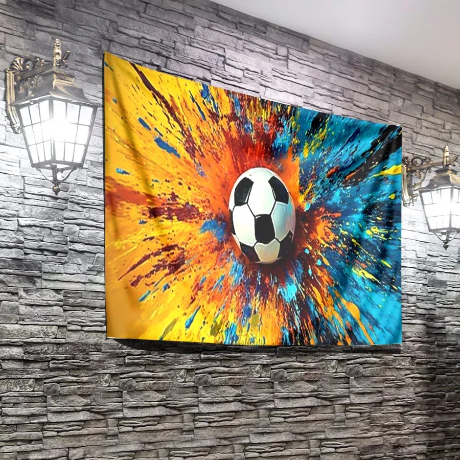 Vibrant Soccer Ball Explosion Abstract Wall Tapestry Sports Fan Room Decor Modern Artwork Canvas Print