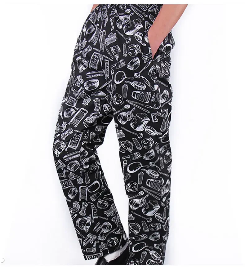 Pantaloni da cuoco da cucina Uniforme da cuoco Pantaloni da ristorazione per ristoranti Pantaloni elastici in vita Pantaloni da cucina per servizio di ristorazione Abbigliamento da lavoro da uomo