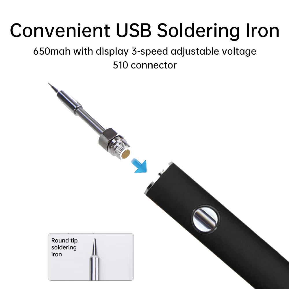650mAh 510 pluma de pistola para soldar Digital juego de batería de precalentamiento 3 velocidades ajustar voltaje 330-450 ℃   Punta de hierro para carga de batería opcional
