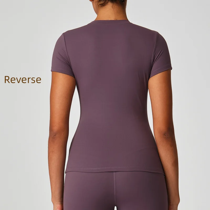 مرونة عالية نحى اليوغا سليم صالح قصيرة الأكمام المرأة تجريب الأعلى في الهواء الطلق الجري الرياضة عارضة قميص جميع مطابقة #3