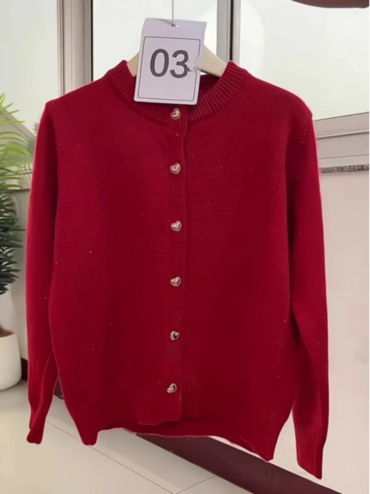 

Soft Cozy Red Knitted round Neck Open Cardigan Sweater Outerwear for Women Autumn Winter Fashion Casual Style Woolen Coat
