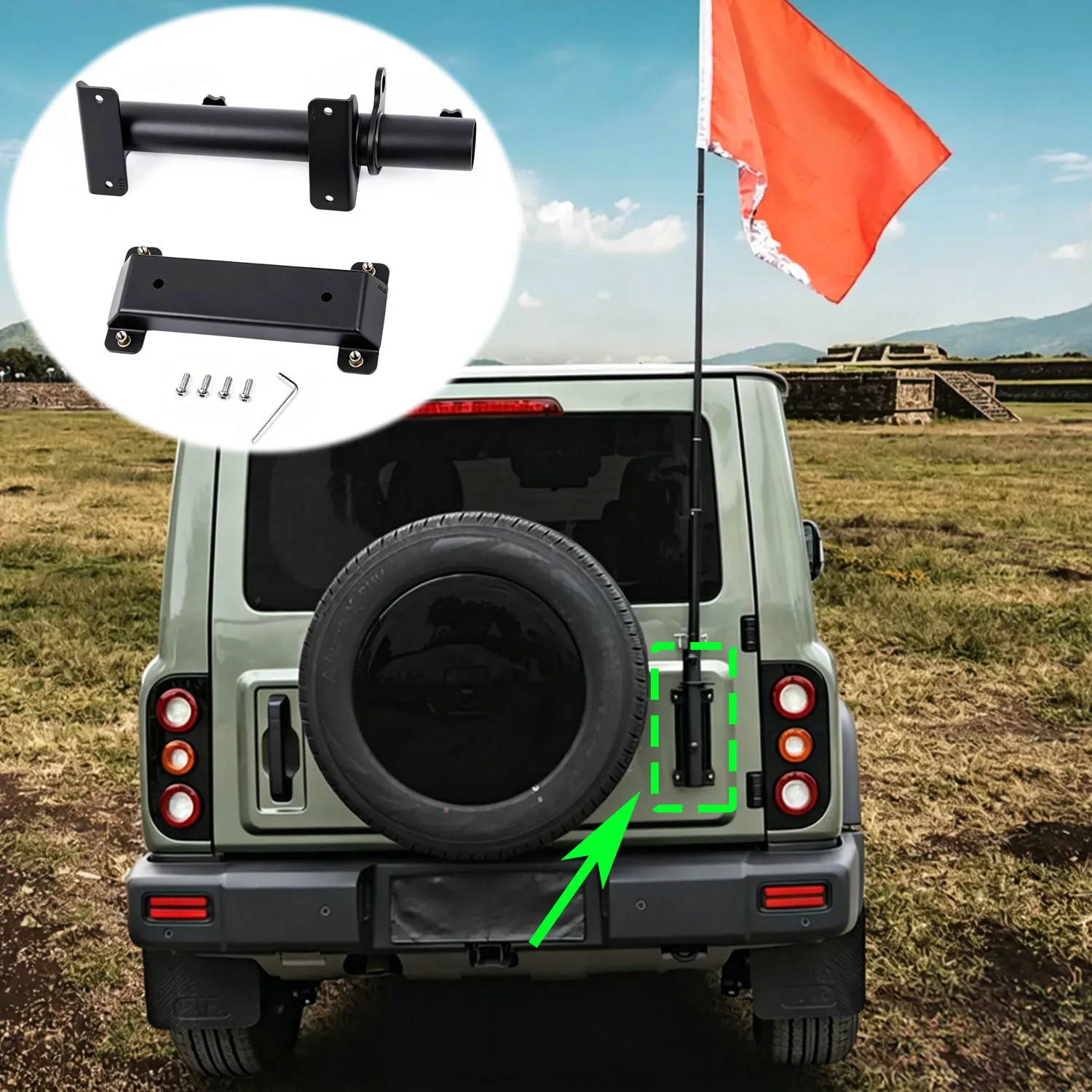 For 212 T01 2024-2025 Tailgate Flag Pole Antenna Mount Bracket Aluminum Alloy Flag Holder