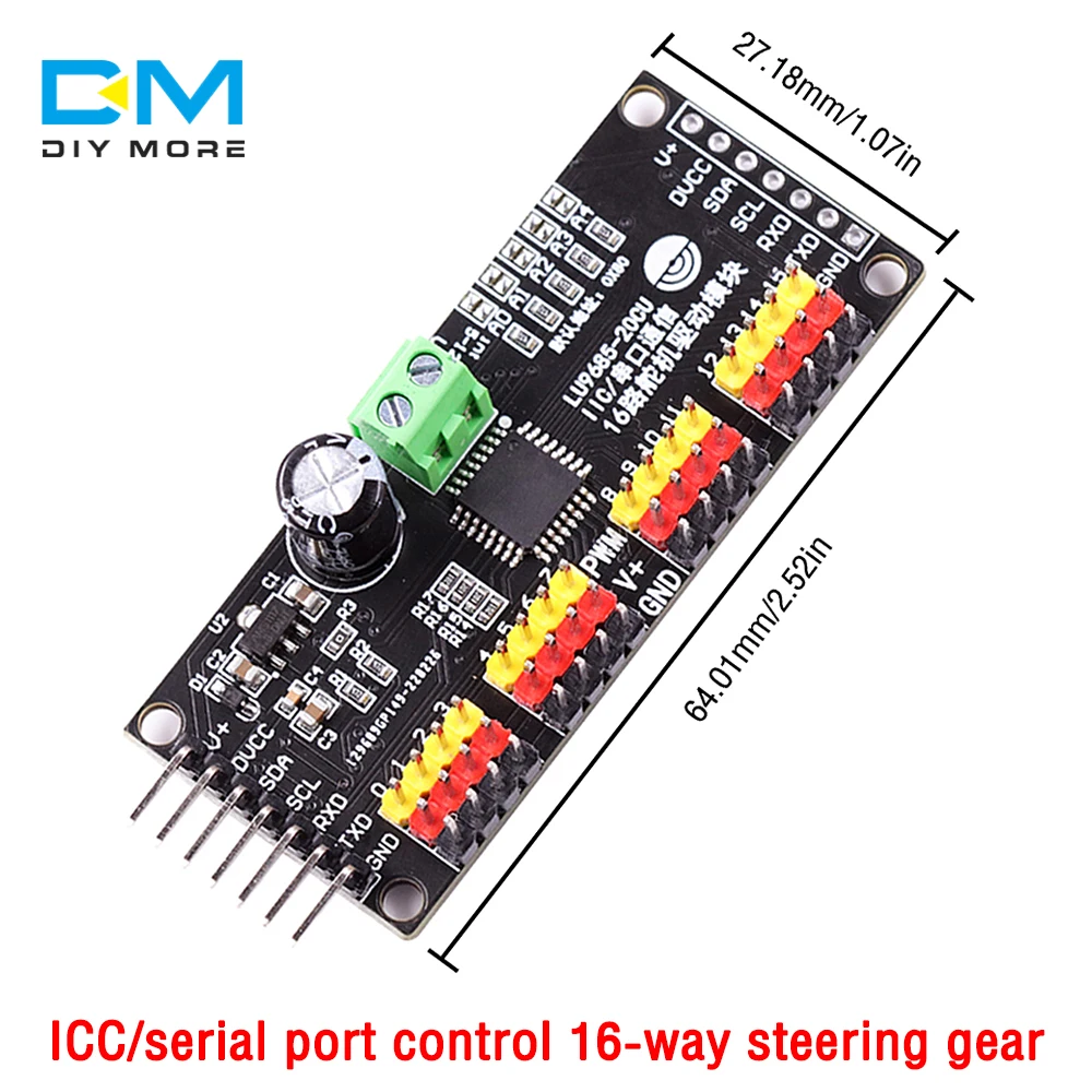 diymore LU9685 16 Channel 12-Bit PWM Servo Shield Driver I2C IIC Interface LU9685 Module Controller For Raspberry Pi For Arduino