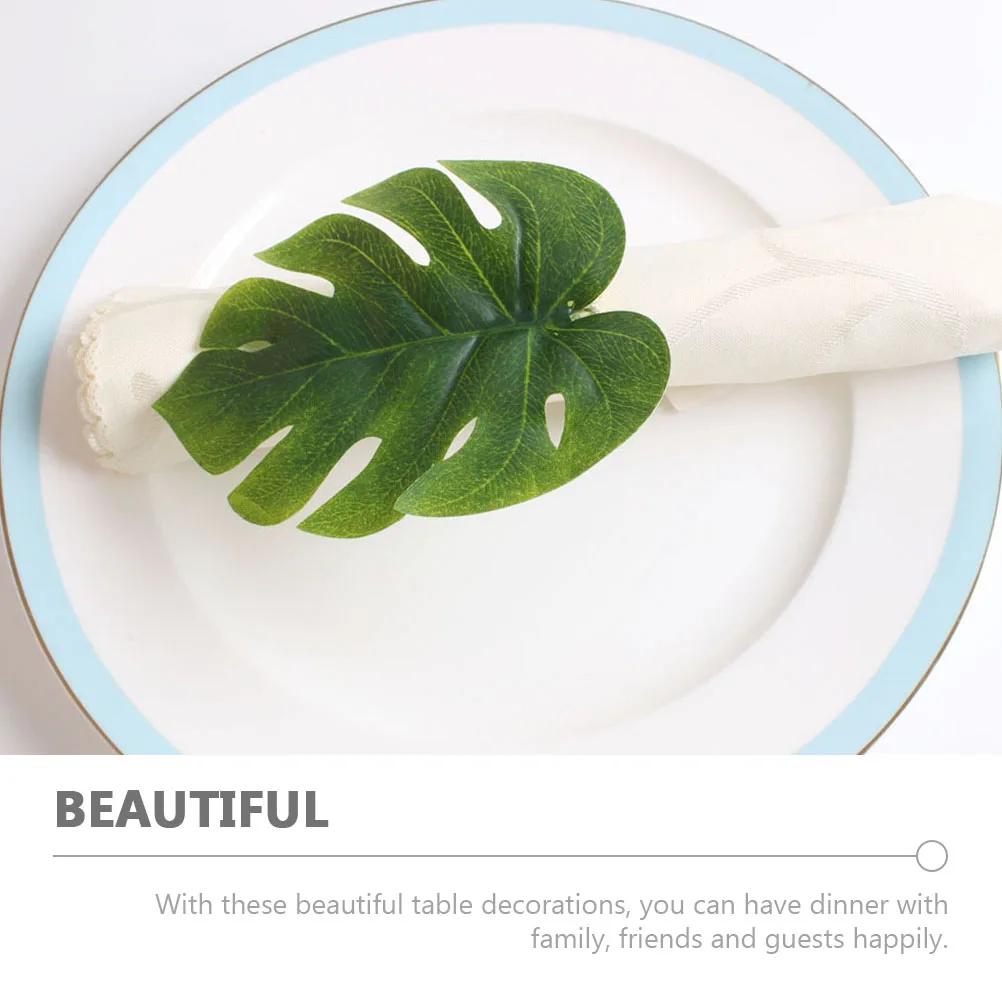 

6pcs Napkin Ring Straw Leaves Decorative Dinner Table Serviette Buckle Reusable Home Party Elegant Realistic Dining Accessories