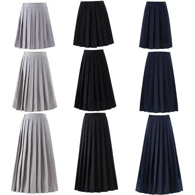 School Uniform Pleated Skirt Women Japanese Fashion Cute High Waist Knee-length A-line Skirt for Girls Preppy Casual New Women