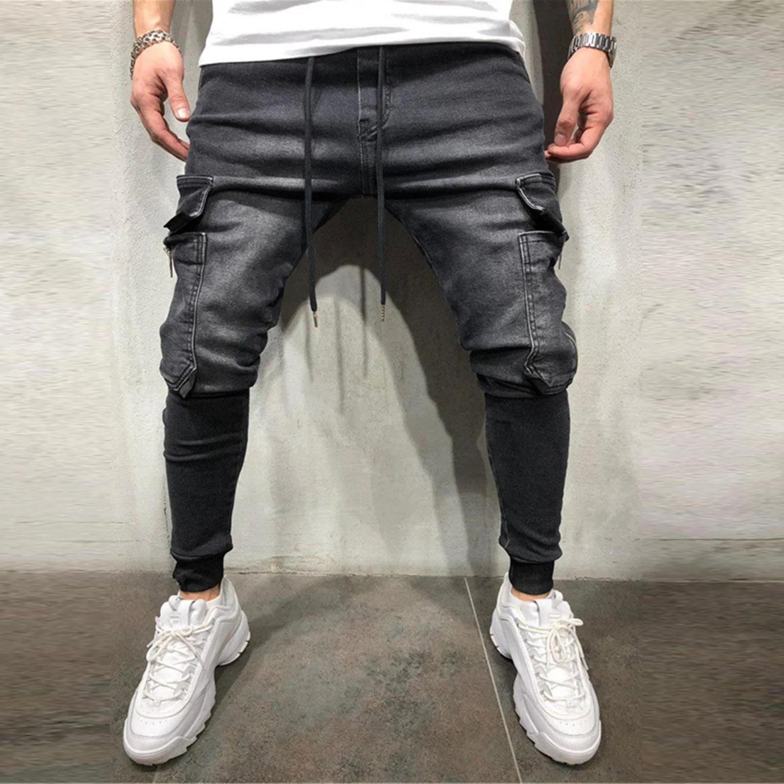 

Men's Pocket Hip Hop Wash Casual Sports Leg Corset Jeans Ub321 Mens Slim Tall