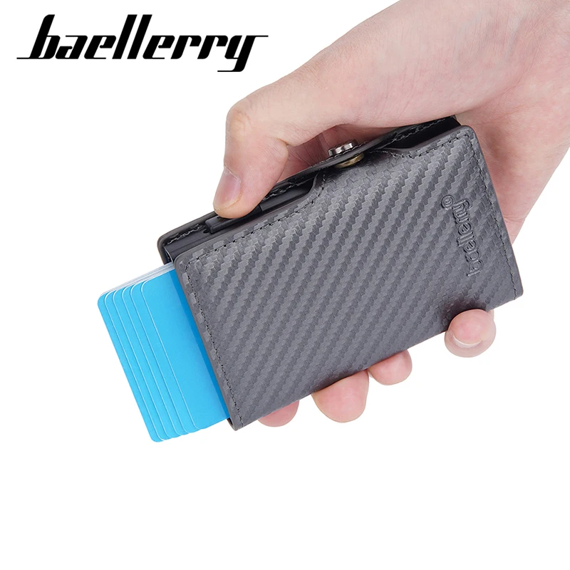 New RFID Men Card Wallets Free Name Customized Popup Mini Card Holder Slim Short Male Purses Carbon Fiber Brand Men's Wallet