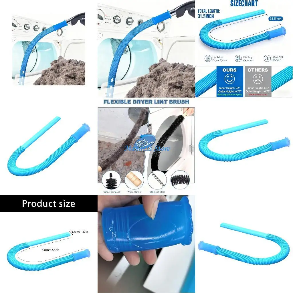 

U2JC Dryer Vent Cleaner Hose with Elastic Connector Flexible Laundry Vent Cleaning Hose for Narrow Spaces Easy to Install