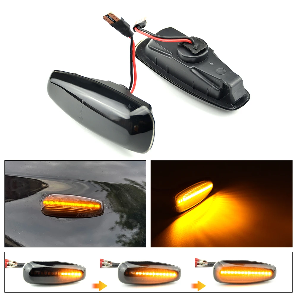 2pcs Dynamic Blinker LED Turn Signal Side Marker Light Sequential Repeater Indicator For Hyundai i30 Elantra Kia Ceed Rio