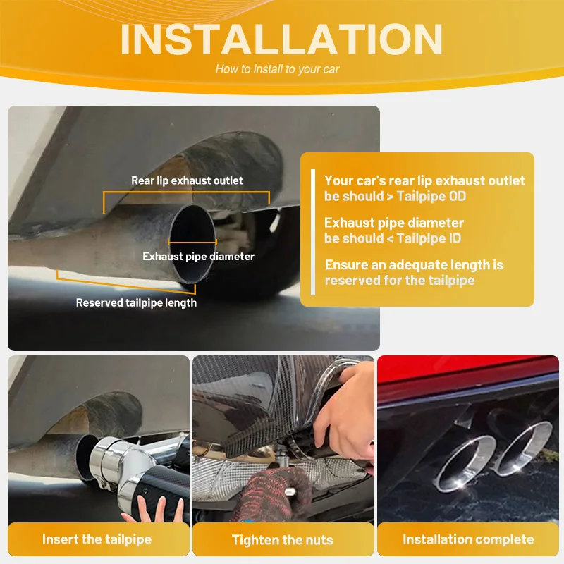 ER PERFORMANCE Double Layer Slant Car Stainless Steel Auto Muffler Exhaust Tips Universal