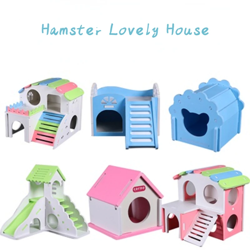 Hamster Hawaiian House Wooden Rainbow Bridge Seesaw Swing Toys Small Animal Activity Climb Toy Hamster Cage Accessories