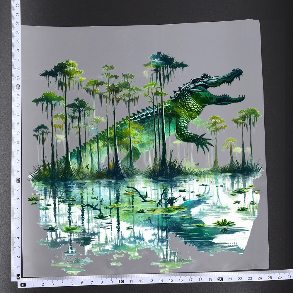 25CM Creative Forest Animal Aurora Bear Transfer Patches For Clothes Sticker DIY A-Level Washable Shirt Iron-on Thermal Stickers
