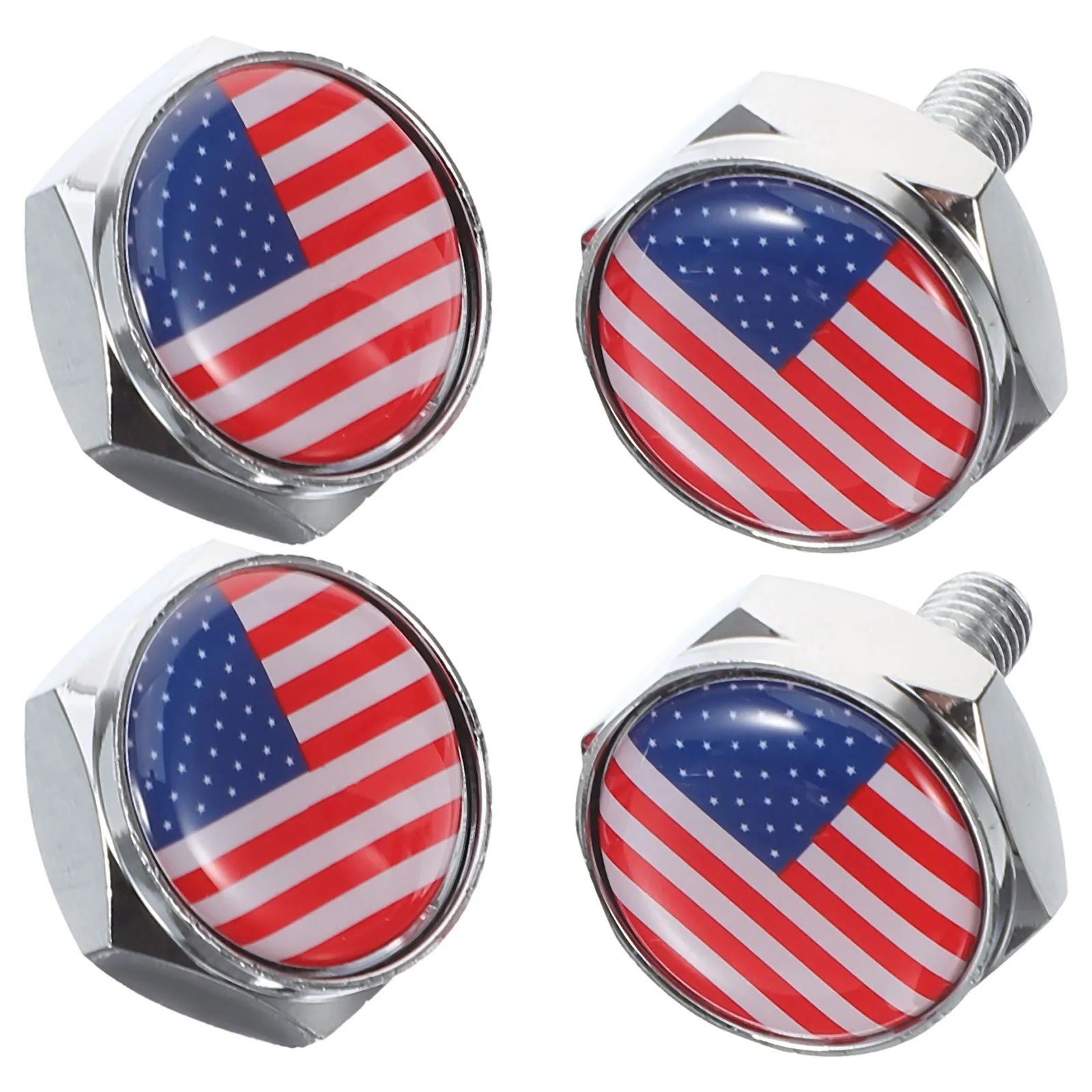 4Sets License Plate Screws Heavy Duty Metal Fasteners for Car License Frame Decorative American Flag Design Mounting Kit