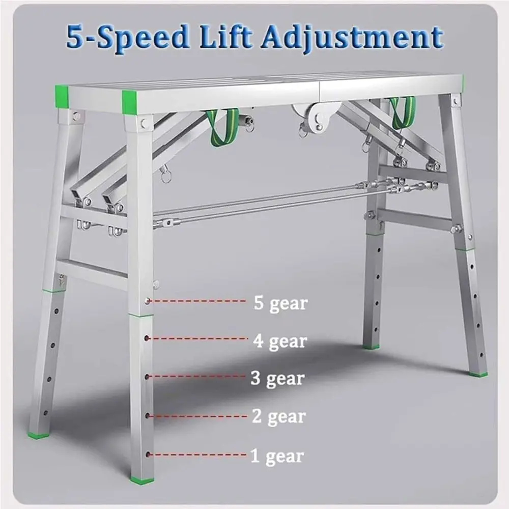 400kg Load, Adjustable Height - Multipose Work Platform Scaold Tower Stool Bench, 120 * 30cm