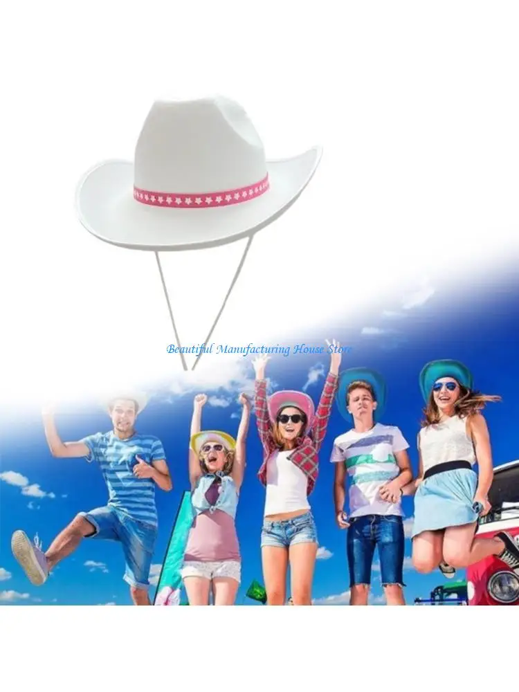 

E56A Adults Cowboy Hat with Tie Buckle Multipurpose Household Head Decorative Hat
