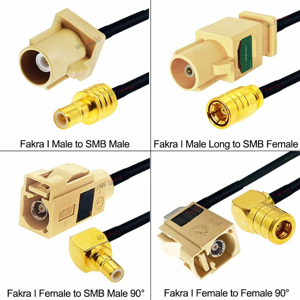 

Beige Fakra I Male/Female to SMB Male Plug Female Jack Connector RG-174 RF Coaxial Cable For GPS Antenna Systems 10CM -6Meters