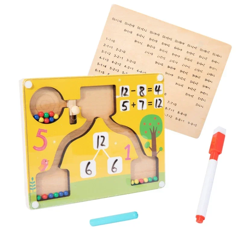 Giocattoli in legno Montessori Giochi di matematica aritmetica Cognizione dei colori parrocchiali Conteggio prescolare Apprendimento educativo per bambini