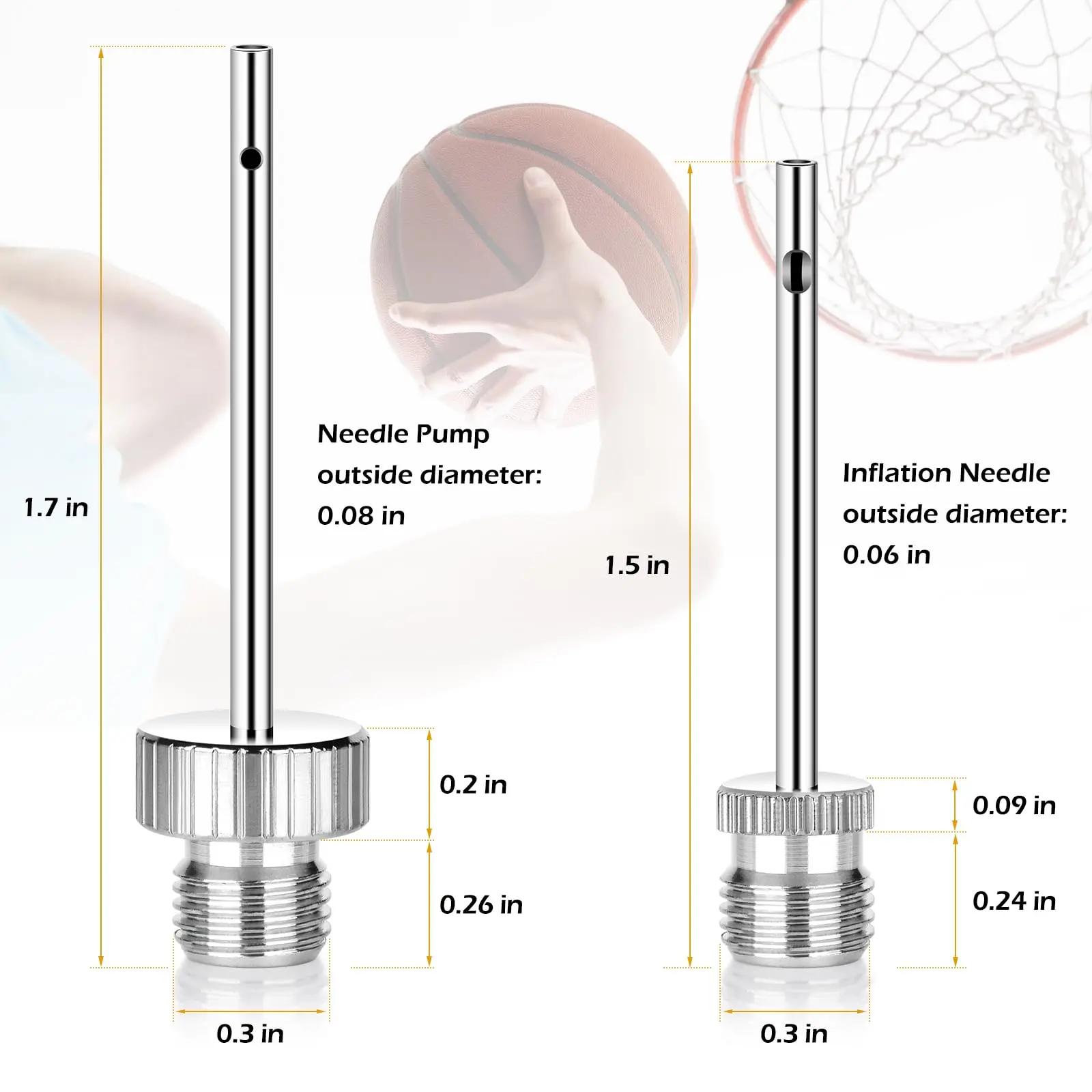 24Pcs Ball Pump Needles, Tire Valve Stem Caps, Presta to Schrader Valve Adapters, Balloon Inflation Nozzles