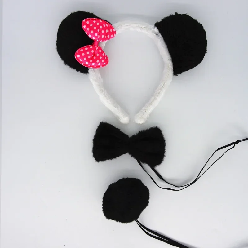 Adults Kids Plush Cartoon Animal Panda Ears Princess Headband Tail Bow Tie For Birthday Party Costume  Christmas Halloween