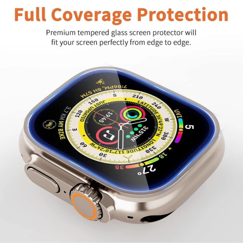 Protector de pantalla para Apple Watch Ultra, accesorios de 49mm, película HD de vidrio templado, instalación Ultra automática, 2 uds.