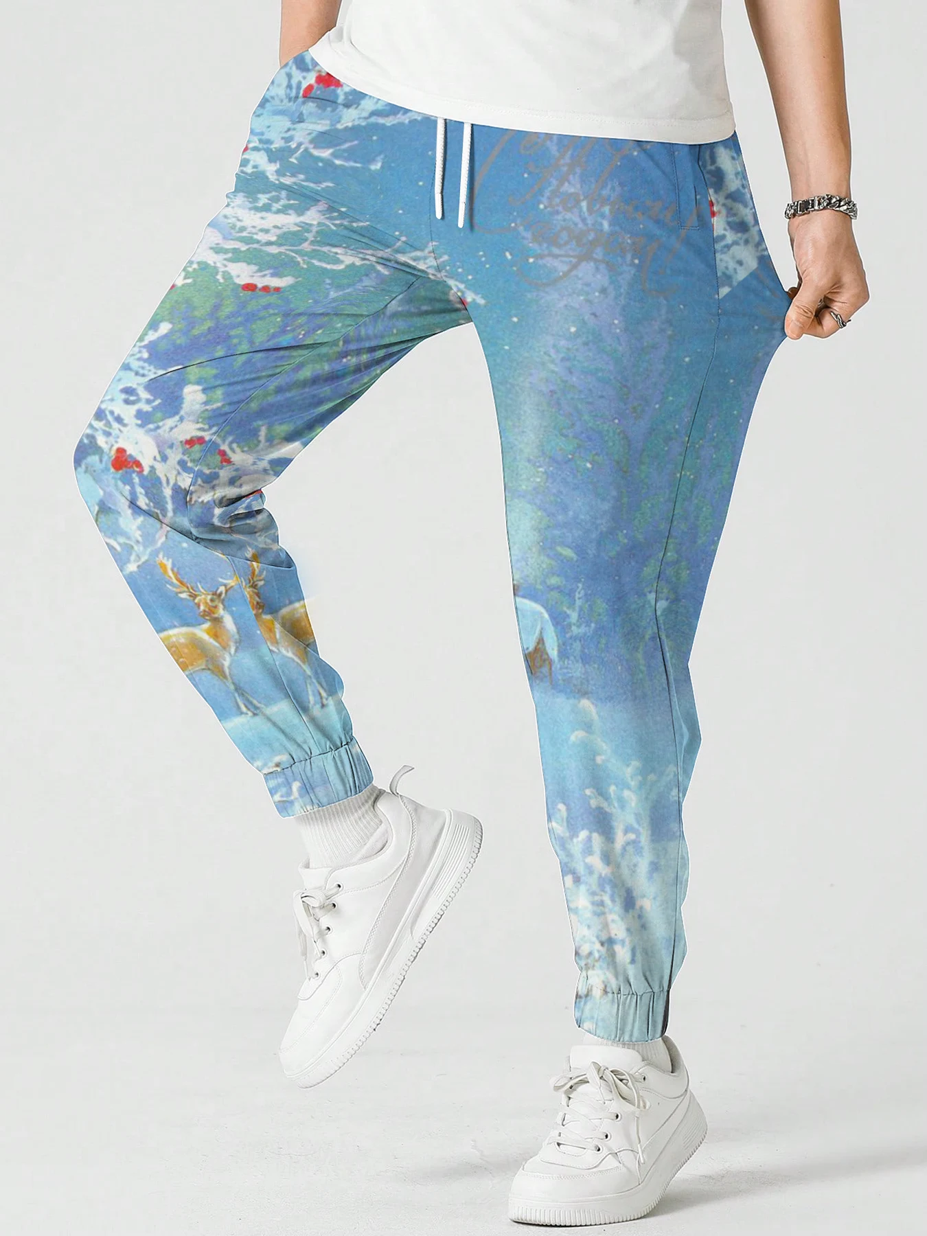 Pantalones de chándal con estampado de alce navideño para hombre y mujer, ropa de calle informal para correr al aire libre, moda de otoño