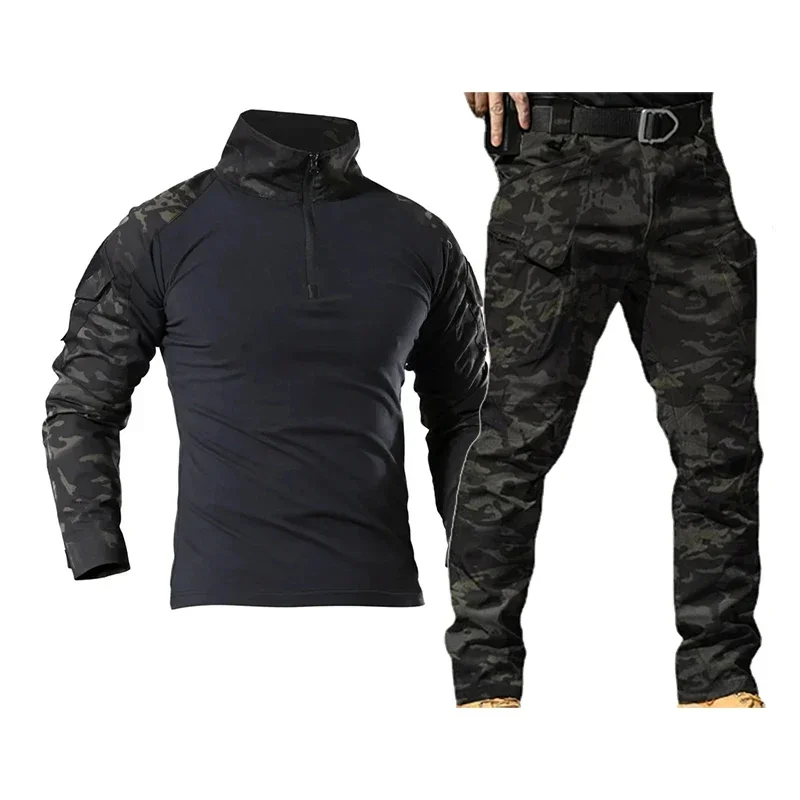 Uniformi tattiche IL Set di magliette tattiche uniformi da caccia abbigliamento softair mimetico escursionismo tuta tattica Multicam nero