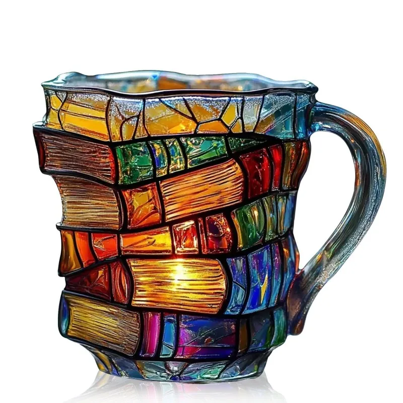 Painted Book Mug Resin 3D Design Coffee Cup - Handcrafted Book-Shaped Cup for Reading Tea Time Unique Novelty Gift Idea