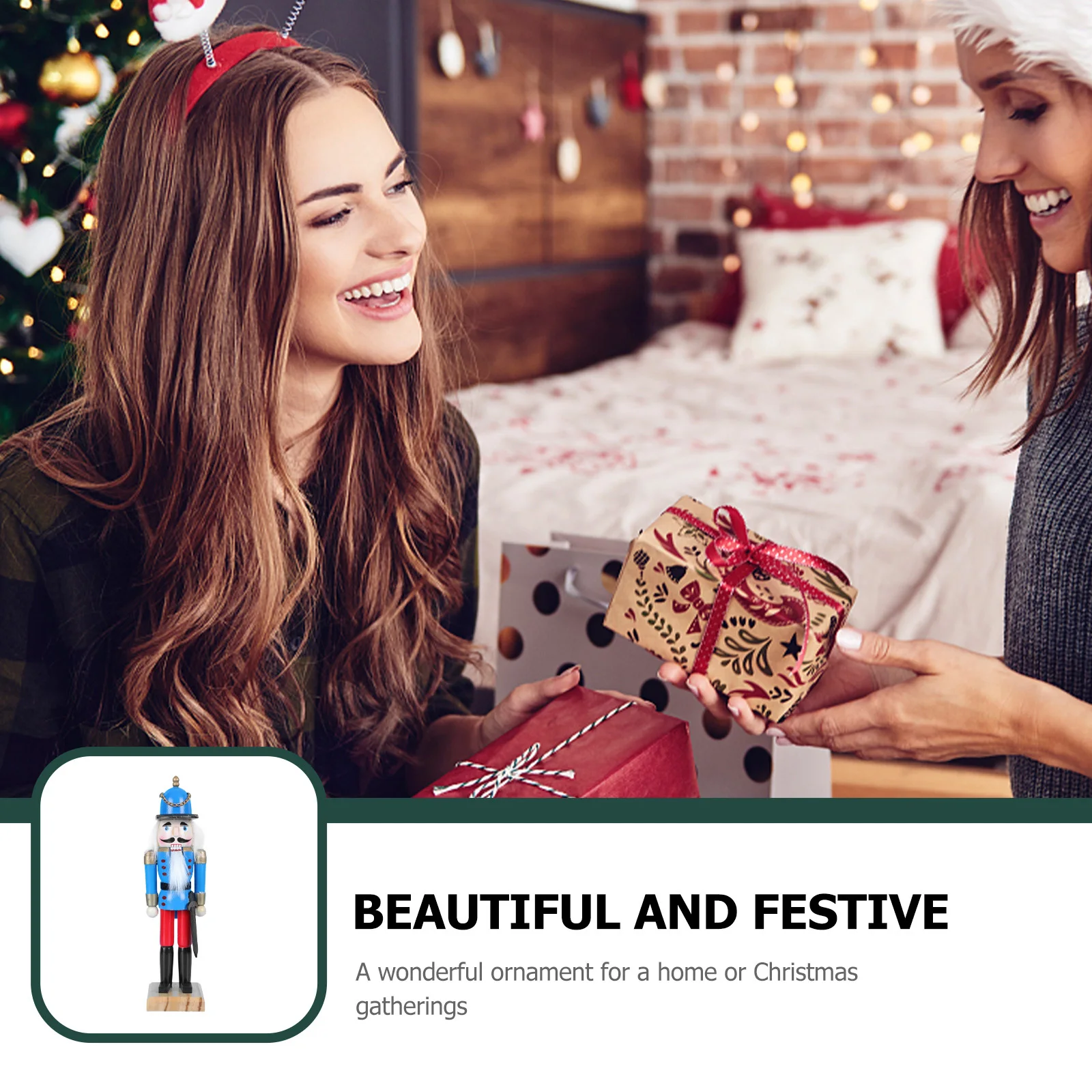 

1Pcs Nutcracker Puppet Walnut Soldier Wooden Christmas Festival Ornament Xmas Desktop Decor Creative Home Decoration