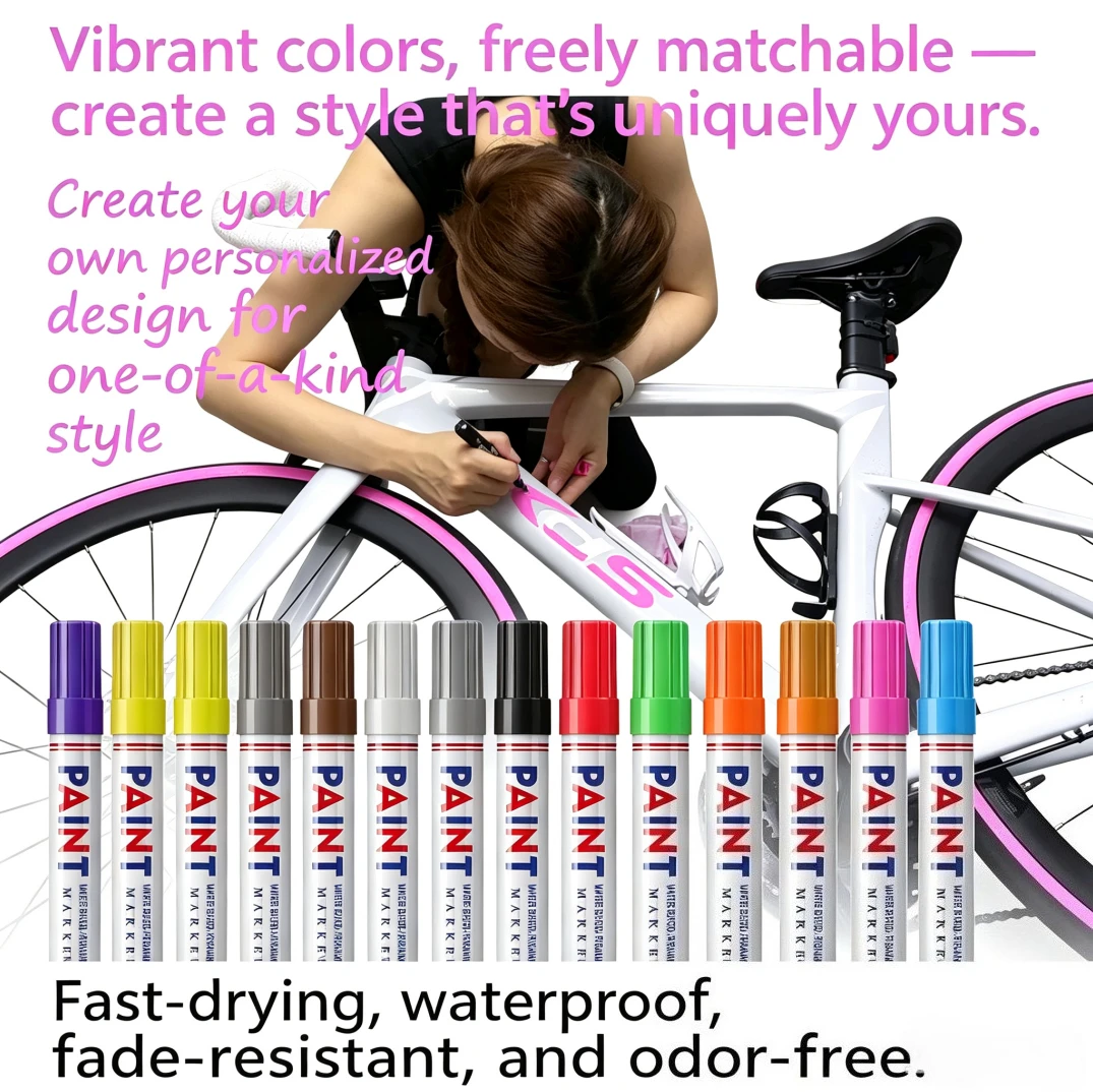 700C Quick-Dry Waterproof Wear-Resistant Bike Tire Paint Pen–Fade-Proof,DIY Colors.For MTB/Road/Gravel/Fixed-Gear Tires&Frames