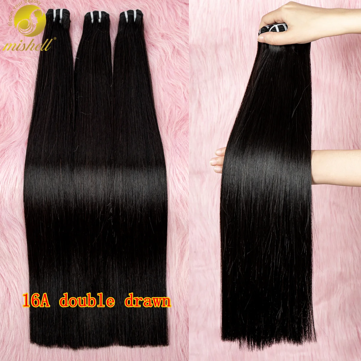 16A Double Drawn Vietnamese Bone Straight Human Hair Bundles 24 26inch 100% Unprocessed Raw Virgin Hair Bundle Extensions