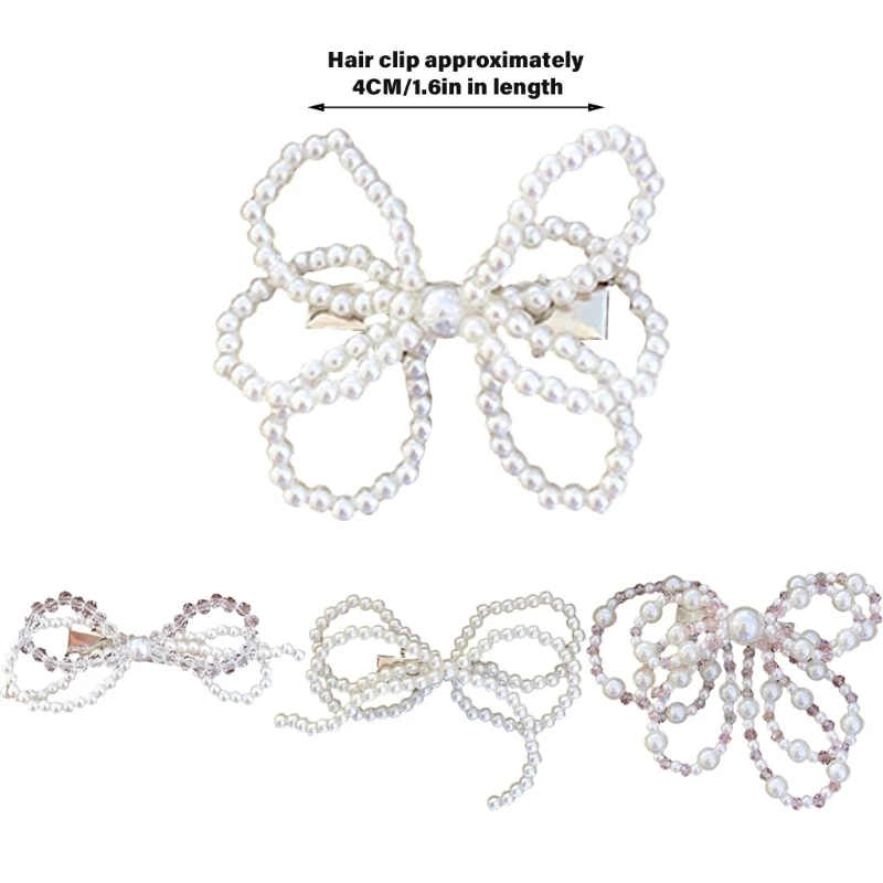 

Butterfly Bows Hairpin Beaded Hair Clip Elegant Women's Hair Pin Adjustable Hairpin for Women Girls Thick and Thin Hair