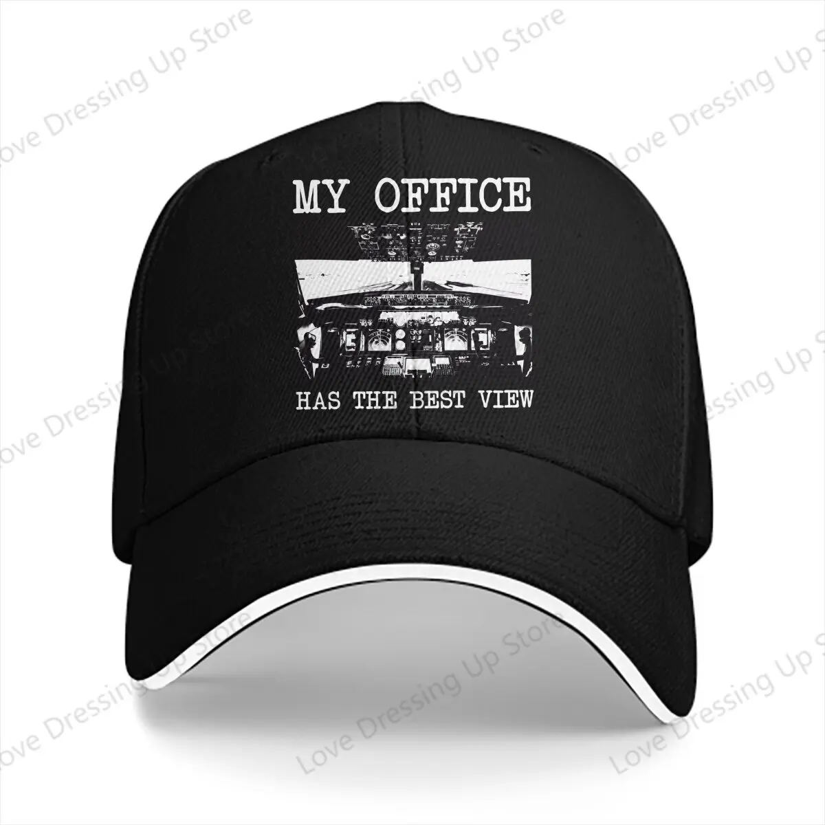 New Funny Pilot Quote Men Women Baseball Caps My Office Has the Best View - Airplane Cockpit Dad's Hat Running Hats