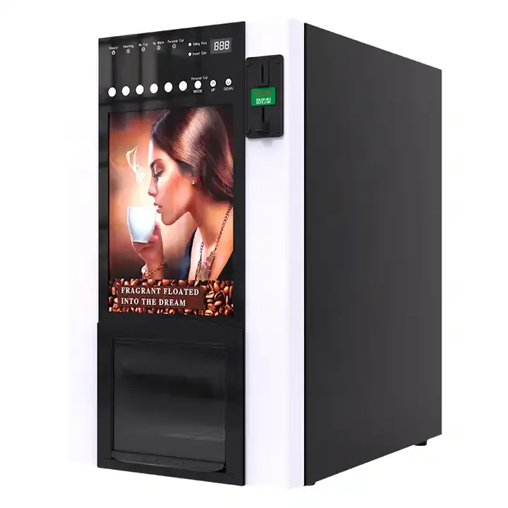 

ZJZ Turkish Stainless Steel Coin Payment 6 Canister Premixed Hot Drink Latte Direct LED Display Drink Coffee Vending Machine