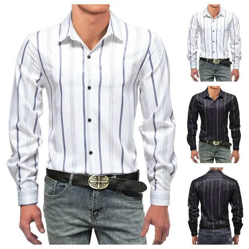 

Spring Men's Loose Longsved Shirt Large Size Silver Drape Punk Style PU Leather Thickened Long Sleeve Striped Patterned