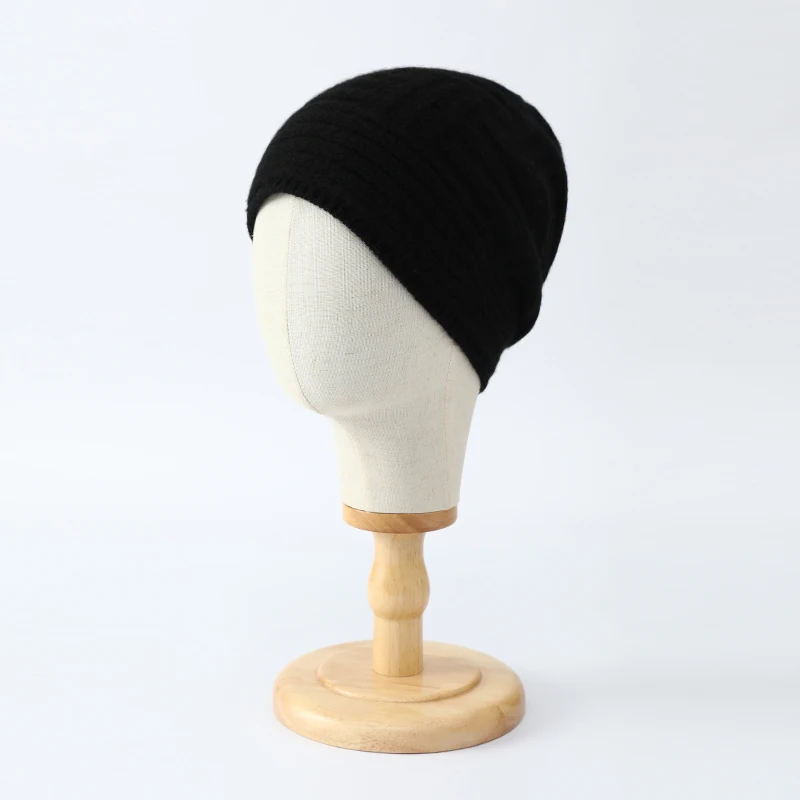 Autumn Winter New 100% Wool Hat Thickened Men's Knitted Head Wrap Warm Hat Women's Casual Versatile Ear Protection Knitted Hat