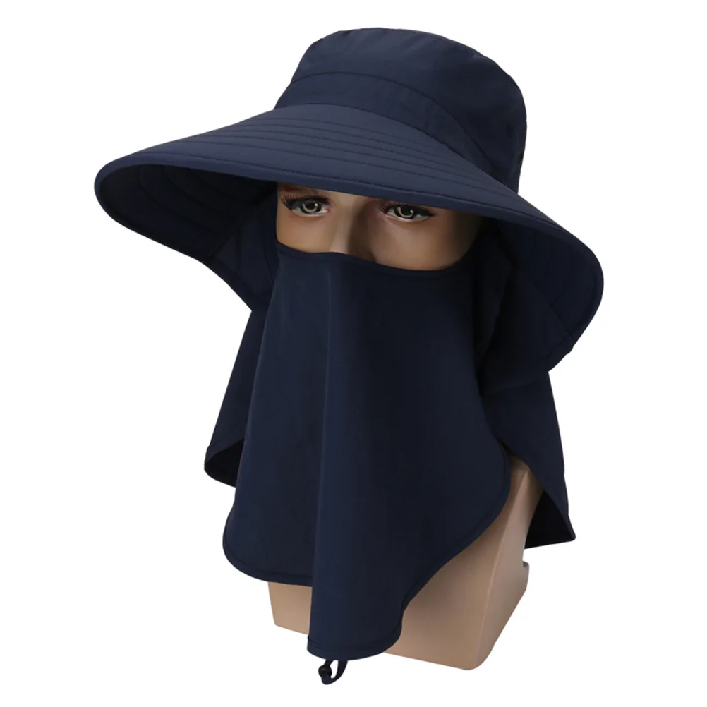 

Army Green Protective Face Cover Outdoor Sun Hat Breathable Polyester Wide Brim Summer Travel Protective Anti-Spatter Sun Hat