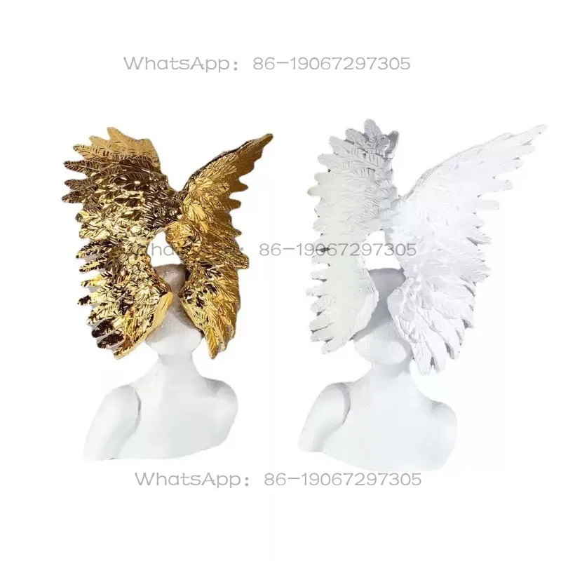 Creative Resin Figure Sculpture Angel Wings Girl's Dream Interior Soft Decoration Ornament