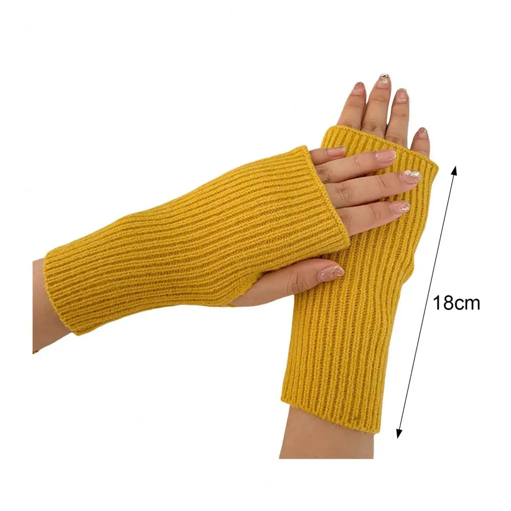 Short Fingerless Gloves Women's Mitten Winter Warmer Knitted Arm Sleeve Fine Casual Soft Girl's Goth Clothes Punk Gothic Gloves