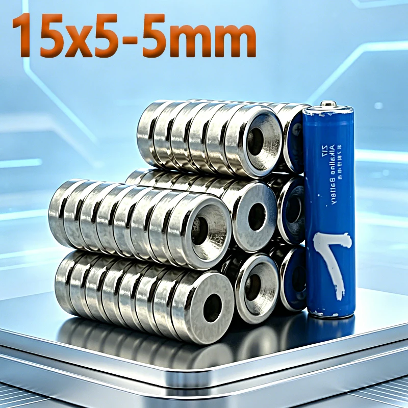 N35 NdfeB 15x5-5mm Magnet Round Hole Shape Permanent Magnetic Imanes 15*5-5mm Accessory Garage Tool Neodymium Magnet 2-50pcs