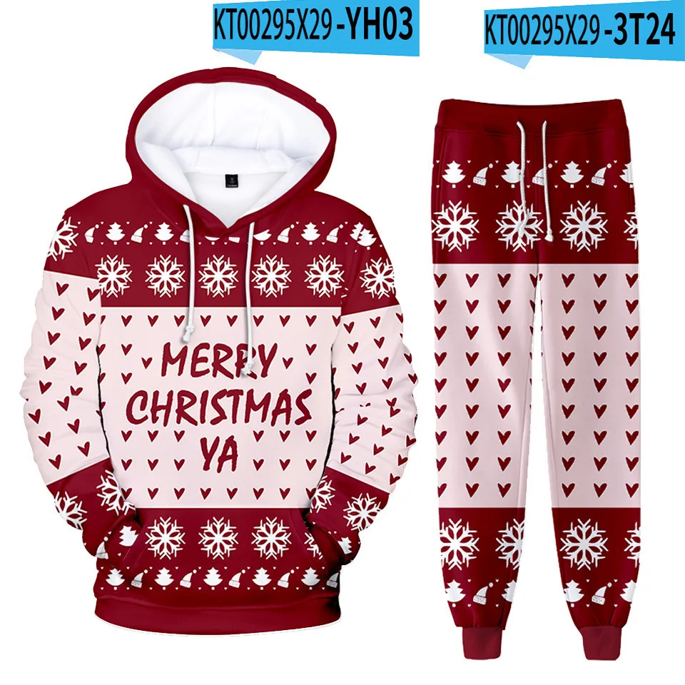 

2024 Christmas Santa Autumn Winter Sweatshirt 3D Print Men Women Hoodie Pants Suit Fashion Pattern Tracksuit Sportswear Set 5xl