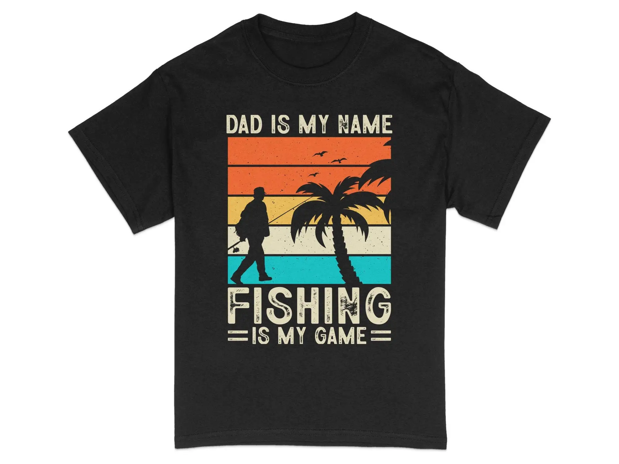

Футболка в стиле ретро с изображением папы и рыбалки, закат, винтажная повседневная мужская одежда для рыбалки на День отца
