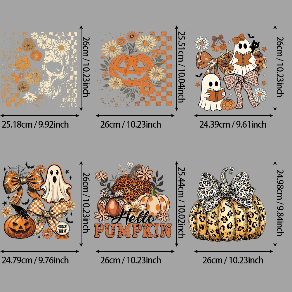 مجموعة مكونة من 6 قطع من ملصقات الفينيل لنقل الحرارة على شكل يقطين لطيف للهالوين، سهلة التشغيل، ألوان نابضة بالحياة ومتينة #2