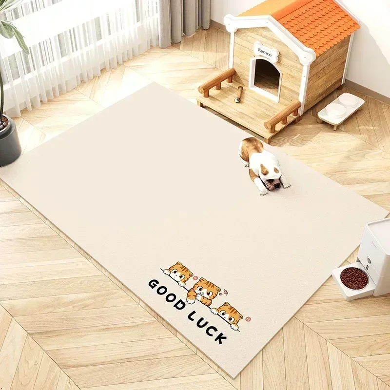 Pet Leather Carpet PVC Waterproof Urine-proof Mat Cat Dog Fenced Area Pets Carpets Cute Cartoon Home Decoration Rug for Kitchen