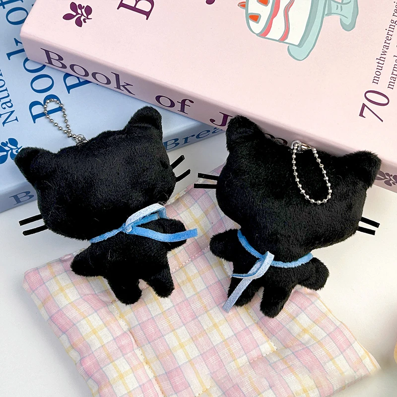チョコキャットぬいぐるみキーホルダー かわいい黒猫 ソフトぬいぐるみおもちゃ バッグチャーム キュートなバックパック財布キーホルダー 女の子女性へのギフト