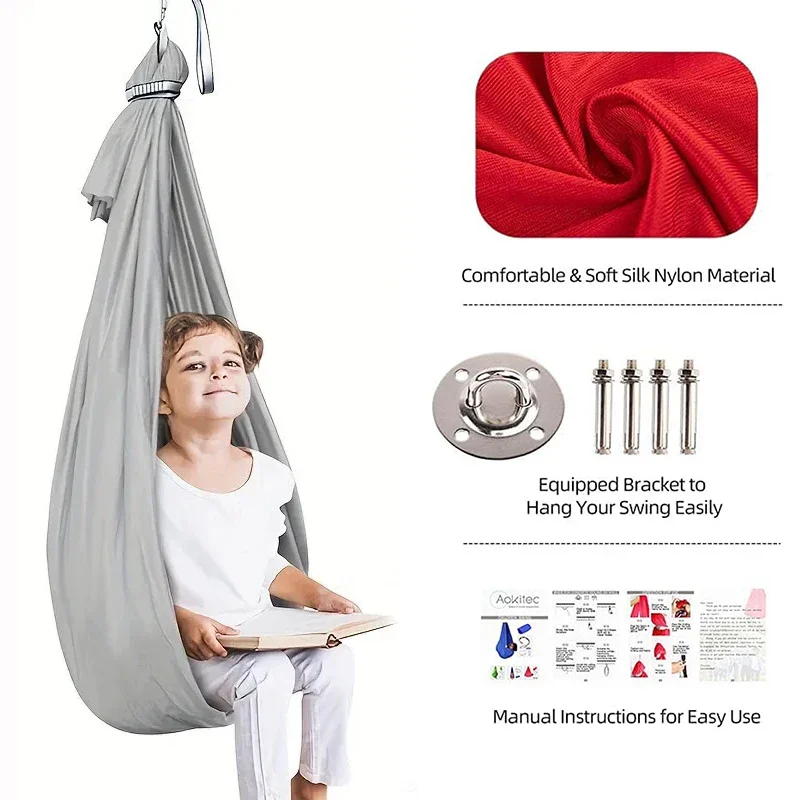 Swing Hammock Therapy Children's Elastic Swing Indoor Outdoor Fitness Nylon Aerial Yoga Anti-Gravity