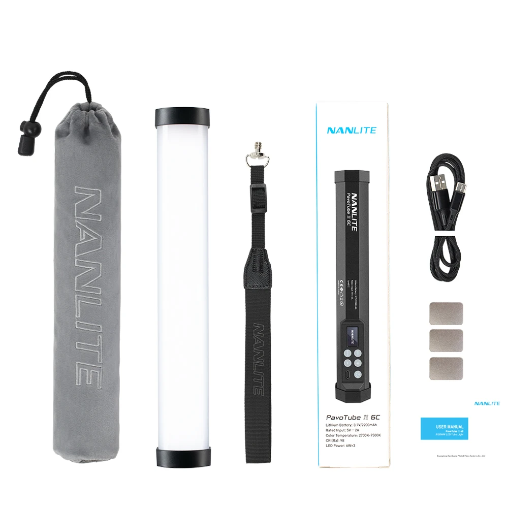 

Nanlite PavoTube II 6C LED RGB Light Tube Portable Handheld Photography Lighting Stick CCT Mode Photos Video Soft Light